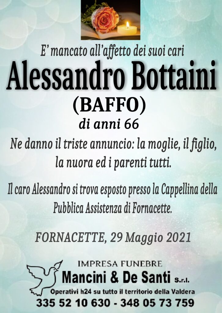 Alessandro Bottaini - necrologio funebre - impresa funebre Pardossi - Funerale Pontedera - onoranze funebri Pontedera - Mancini