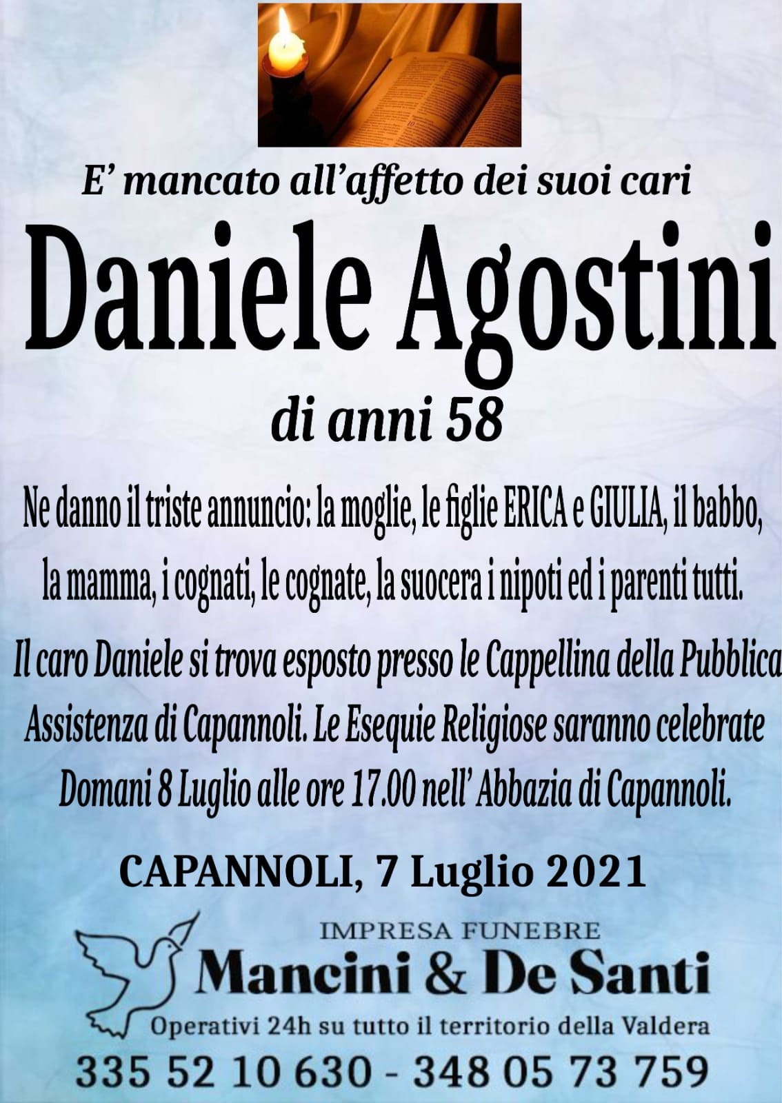 daniele agostini - funerale capannoli - onoranze funebri - Capannoli