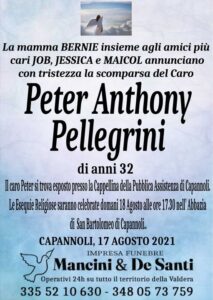 Necrologio Peter Anthony Pellegrini Capannoli
