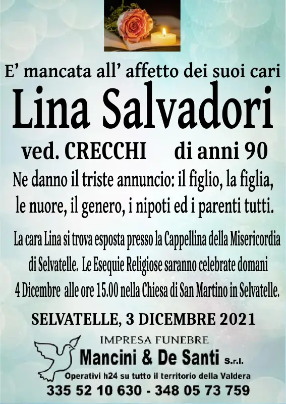 Lina Salvadori Cerimonia Funebre Selvatelle Onoranze Funebri Mancini De Santi