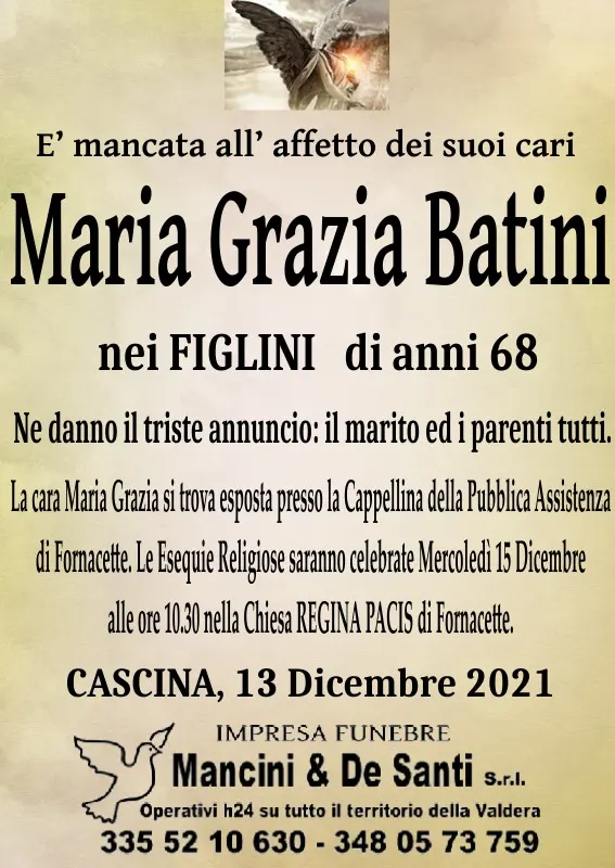Maria Grazia Batini Funerali Cascina Onoranze Funebri Mancini De Santi